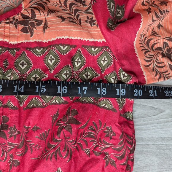 Bob Timberlake Bohemian Red & Peach Patterned Tunic Blouse Size Large - Picture 13 of 15